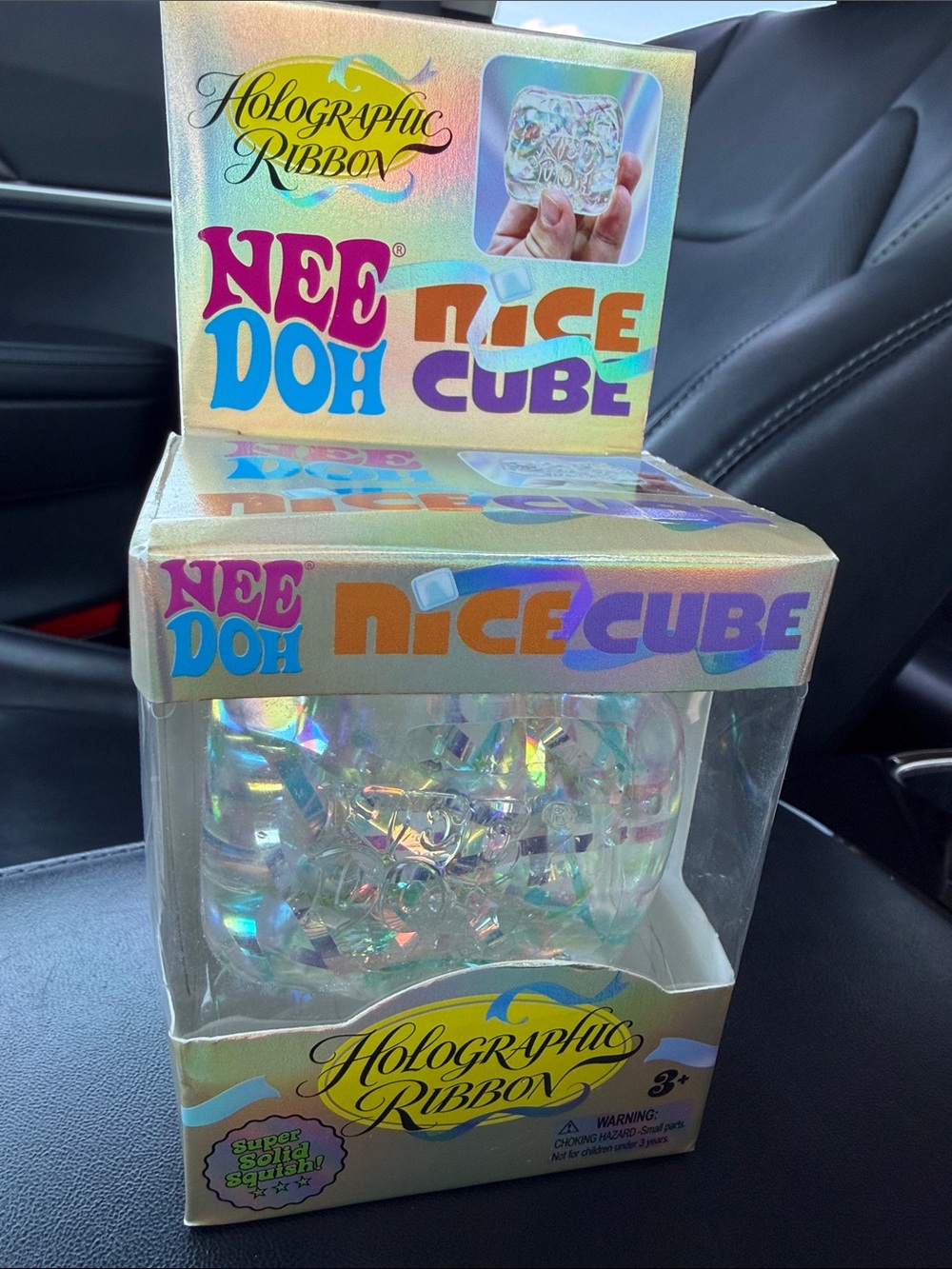Holographic Ribbon Nice Cube - Clear Iridescent